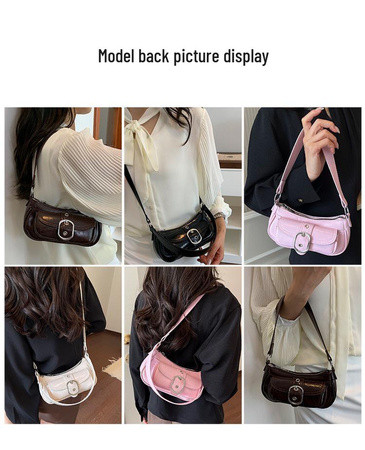 Korean Retro Light Luxury Baguette Shoulder Bag - Large Capacity, Simple Commute Style
