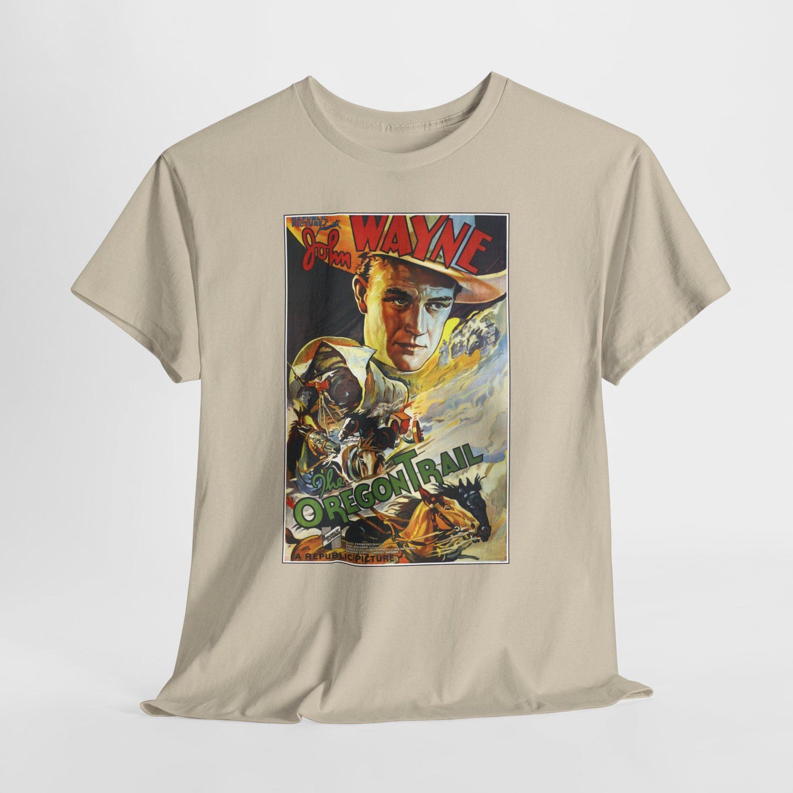 The Oregon Trail Vintage Western Unisex Heavy Cotton Tee, John Wayne Cowboy Shirt, Retro Oregon Trail Graphic Top, S