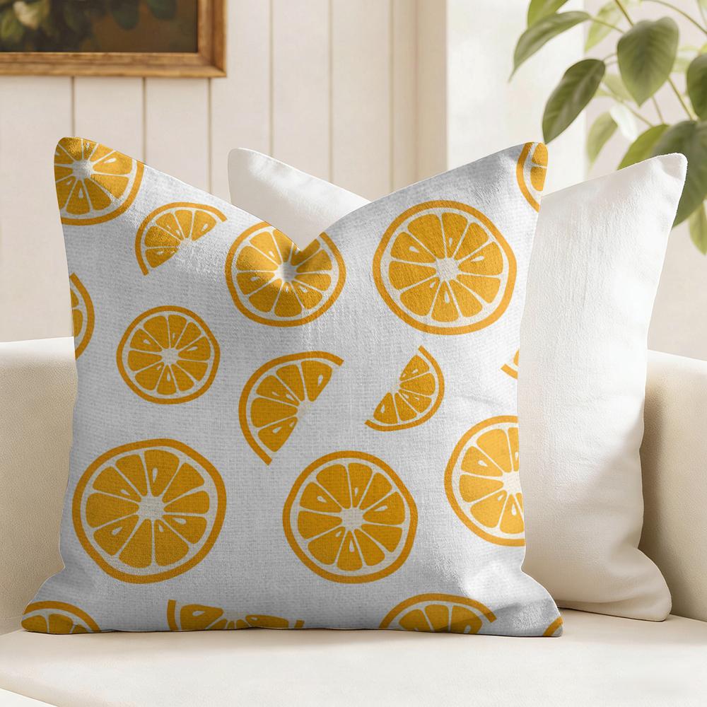 Orange Pattern Cushion Cover Natural Linen Pillow Cover DoubleSided Print Cushion Cover for Sofa Home Decor