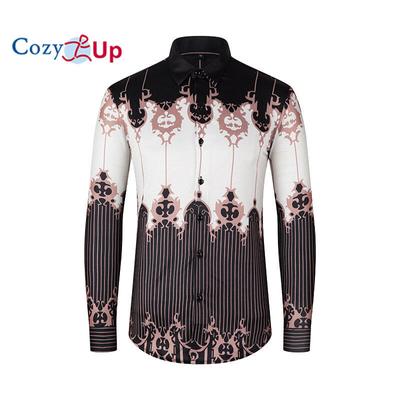 Men's Premiere Designer Fashion Dress Shirt Casual Shirt Woven Long Sleeve Button Down Shirt