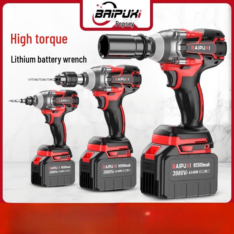 BAIPUXI Cordless Lithium-ion Impact Wrench CN Plug (adapter Included)