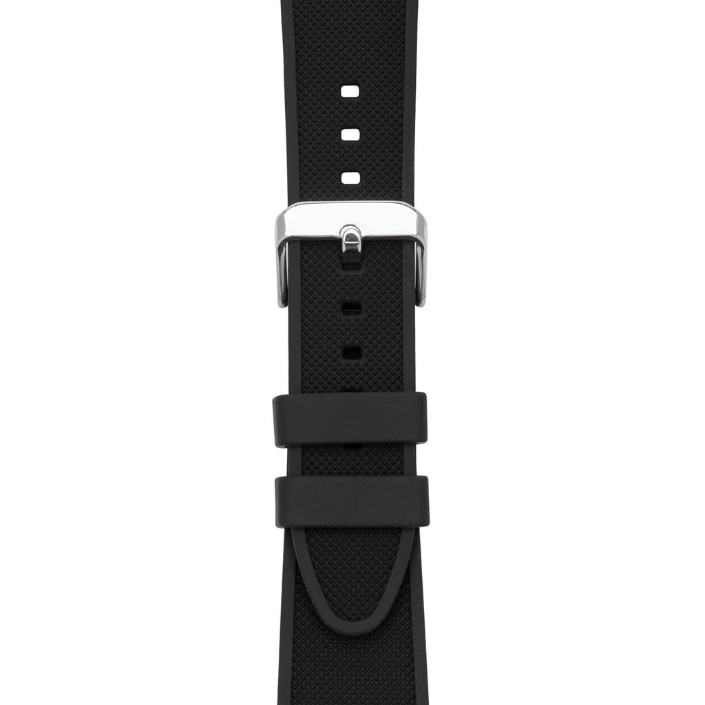 [Crefer] Watch Strap 24mm Silicone Resin Strap Easy To Use with Tools Black SI-14