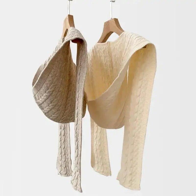 Şal cu glugă tricotat, eşarfă de modă dulce, în aer liber, caldă, confortabilă, de culoare solidă, accesorii tricotate pentru umeri, toamnă iarnă