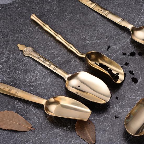 Tea Shovel Glossy Anti-scalding Copper Portable Scooping Sugar Coffee Scoop Teaware Supplies