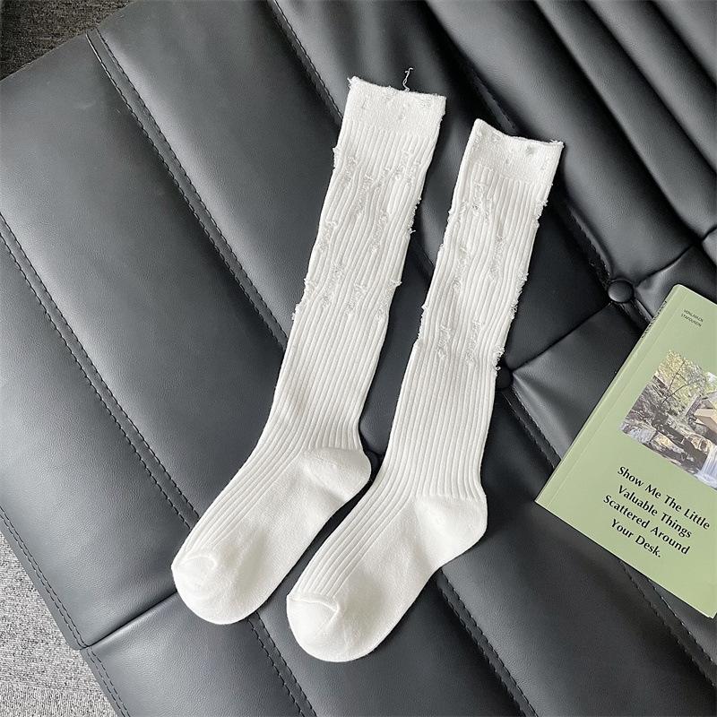 

Женские Весенне-Осенние Модные Новые Уличные Дырчатые Носки-Нищенки с Длинными Голенищами 1 pair белый