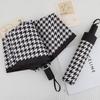 Automatic Three-Fold Houndstooth Umbrella with UV Protection