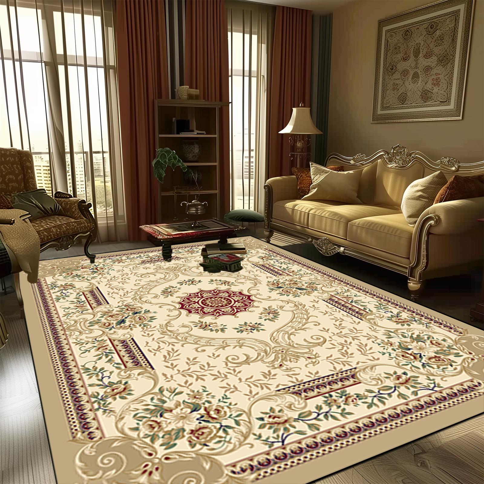 Alfombras de Estilo Europeo de Gran Tamaño para Sala de Estar Alfombra Decorativa para el Hogar para Dormitorio Lavable Antideslizante Alfombra de Piso Personalizable 200x400cm 78.7x157in