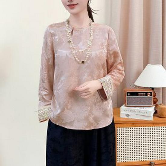 

Стильный женский топ в китайском стиле Весна 2026 - Элегантный, Омолаживающий, Премиальное качество M розовый