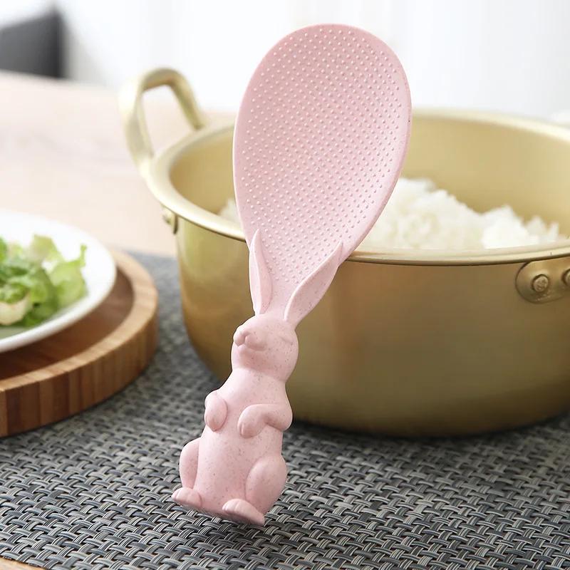 Wheat Straw Rabbit Spoon Can Stand Up Rabbit Rice Shovel  Cooker  Spoon Creative Non-Stick Rice Cartoon Rice Spoon