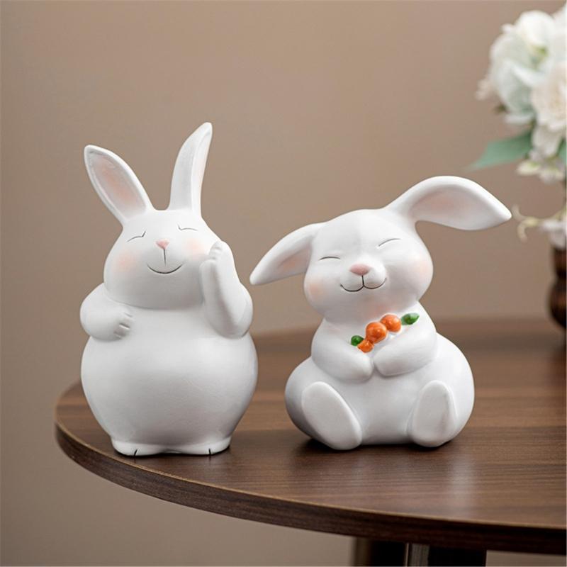 Easters Bunnies Ornament Resins Rabbit Hugging Carrot Figurine Sculpture Tabletop Decors for Holiday Decoration Lover