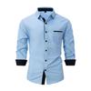 Camicia da uomo a blocchi di colore, vestibilità slim, manica lunga, traspirante, per il lavoro