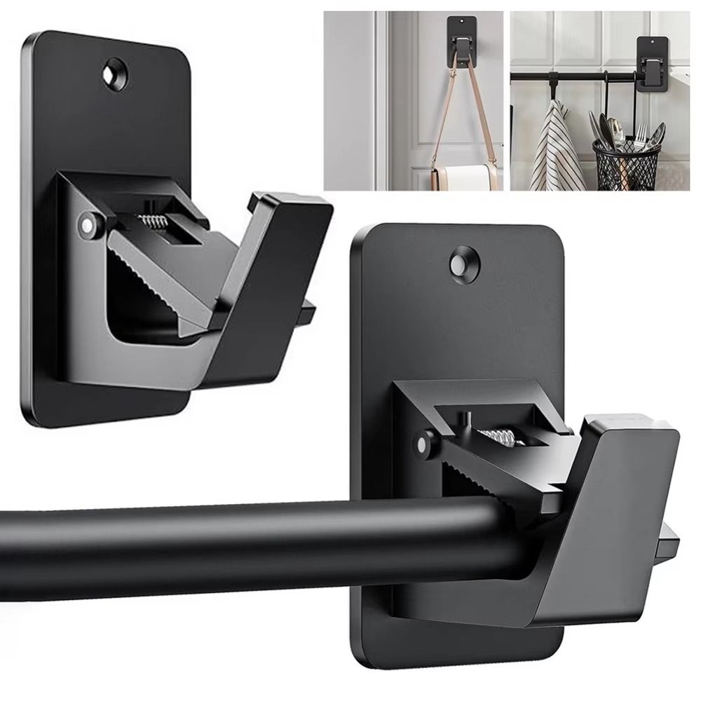 2Pcs Wall-mounted Curtain Rod Holders Adjustable Wall Rod Bracket Curtain Hanging Hooks  Bedroom