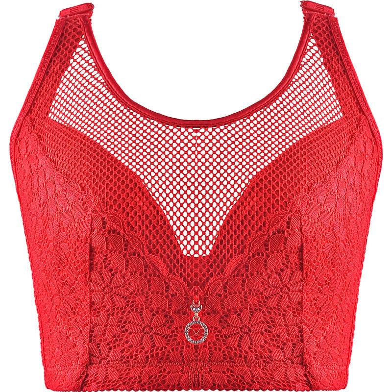 Sexy Push Up Bras Women Plus Size Bra 34-52 C D E Thin Gathered Wireless Brassiere Underwear Embroidery Floral Bralette Female