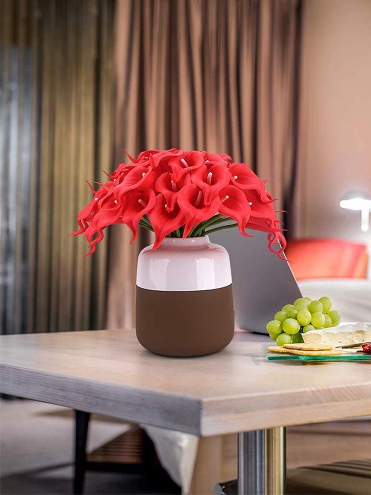 Lot de 24 lys calla artificiels au toucher réaliste, pour bouquet de mariage, décoration de fête