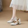 French Style Is Not Tired of Feet, Square Head Highheeled Mary Jane Shoes, Women's Skirt with Thick Heel and Light Mouth Single Shoes, New Models.