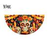 Durable Polyester Bunting Day of The Dead Skull Banner, Marigold Print Fiesta Decorative Wall Hanging Flag, Colorful Sugar Outdoor Yard Party