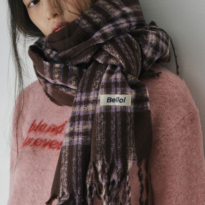 

BELLOL basic tartan check muffler PURPEL FREE