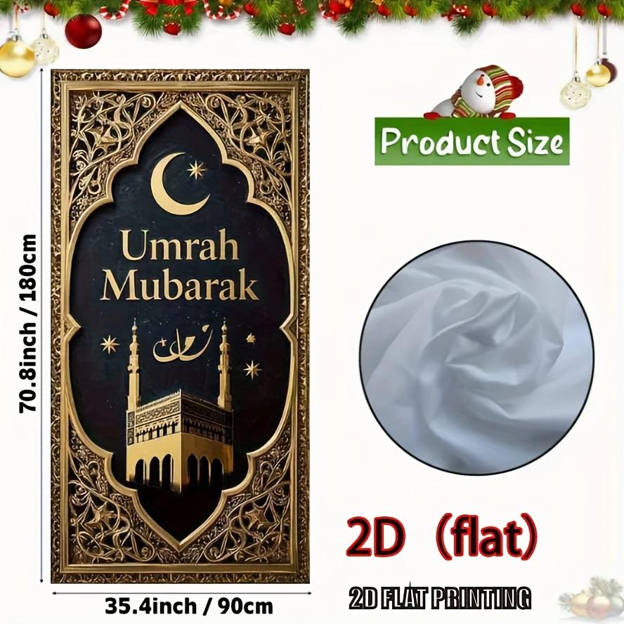 

1pcs 2D Eid Umrah Mubarak Door Banners Ramadan Party Decorations Photography Backdrops Indoor Outdoor Decor Party Supplies 90x180cm