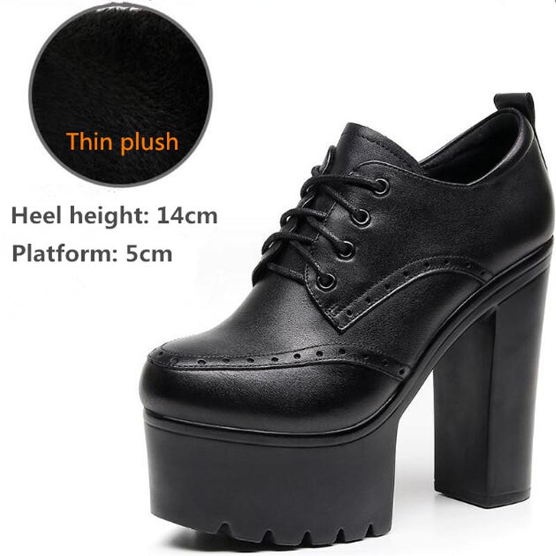 New Women Pumps Shoes Size 32-43 Deep Mouth  Women Oxfords Fall Winter Plush Thick High Heel Shoes Platform Pumps Office