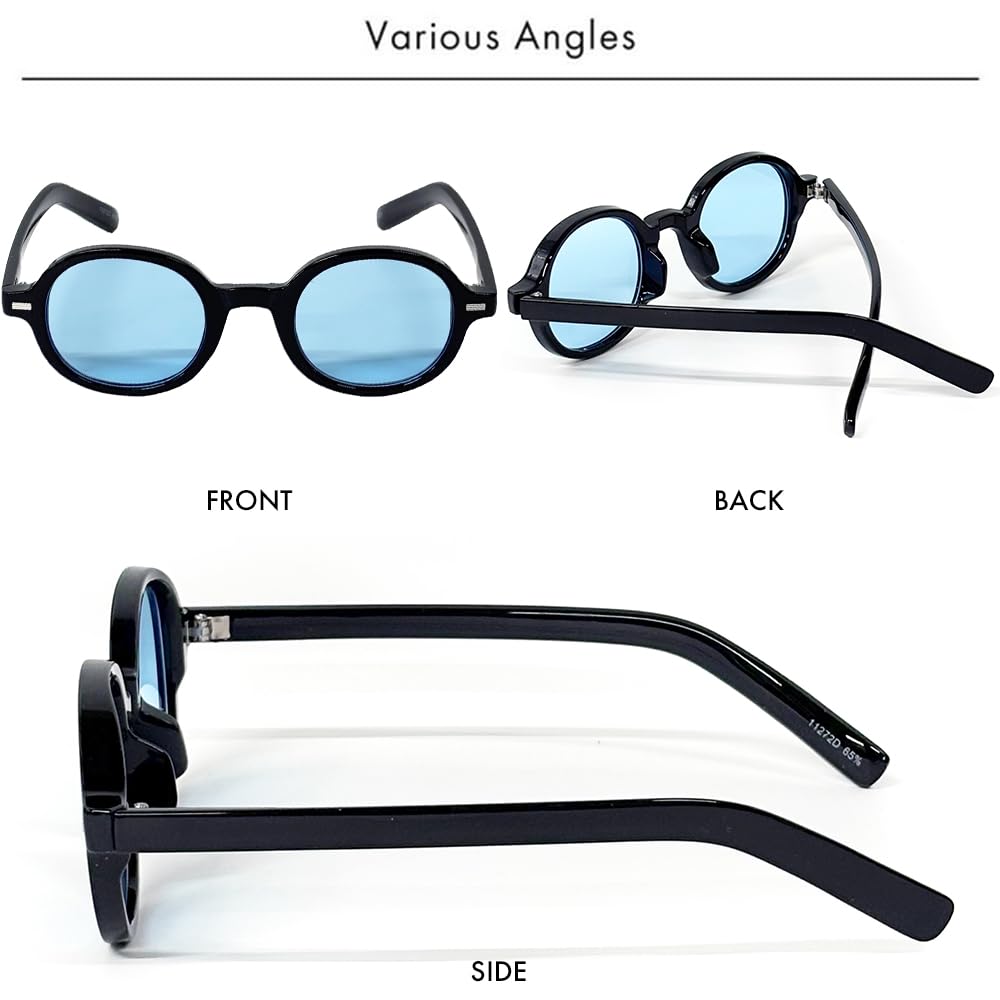 Shiny Black x Smoke Boston Sunglasses for Men and UV Round Colored [FashionBerry] Women, 99%+ Protection, Shape, Lenses, Lightweight, UV400, Stylish,