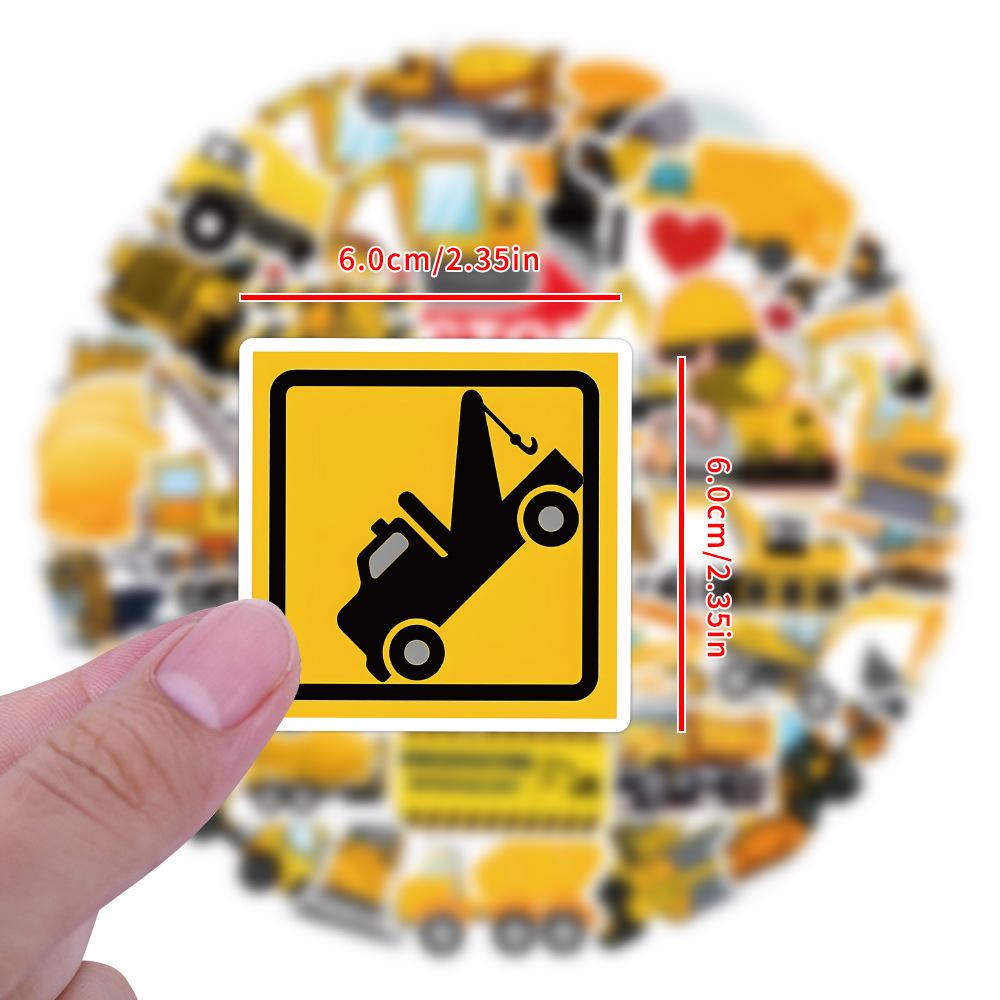 55-Piece Excavator Construction Graffiti Sticker Set for Suitcase and Scooter Decoration