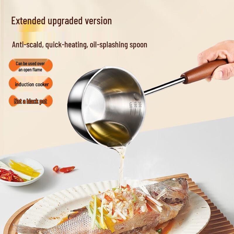 Wutuo Stainless Steel Long Handle Oil Pot with Anti-Scald Handle