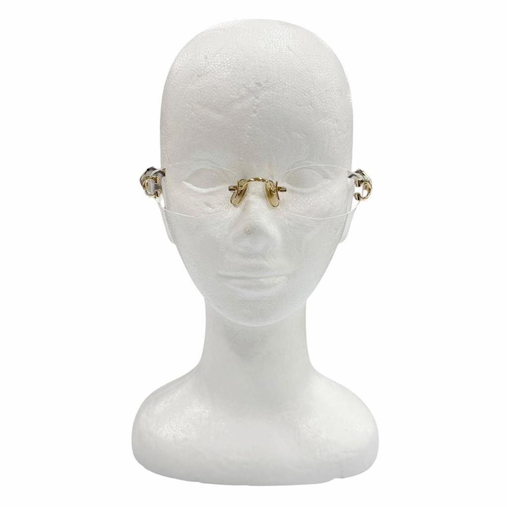 Great Cartier Glasses 2C decor Two Point Rimless gold mens Used