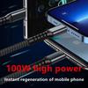 3-in-1 USB 100W Fast Charger Cable Car USB To Type-C Micro LIGHTNING Cable For iPhone 16 15 14 13 Samsung Xiaomi Huawei