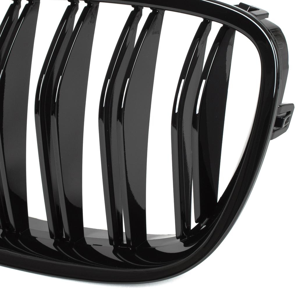 BMW 5 F07 GT 09-17 Grille Between Headlights (Kidneys) Left + Right Set, Black Glossy Double Bar