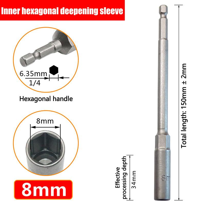 1Pc 5.5-19Mm Lengthen Electric Drill Socket Head Bolt Nut Driver Bit Impact Drill Bits Adapter Socket Wrench Extension Bar 150Mm