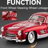 1:24 Scale 300SL 500K Vintage Car Toy Model Alloy Body Doors Opened Music Light Pull Back Vehicles Models Kids Hobby Gifts