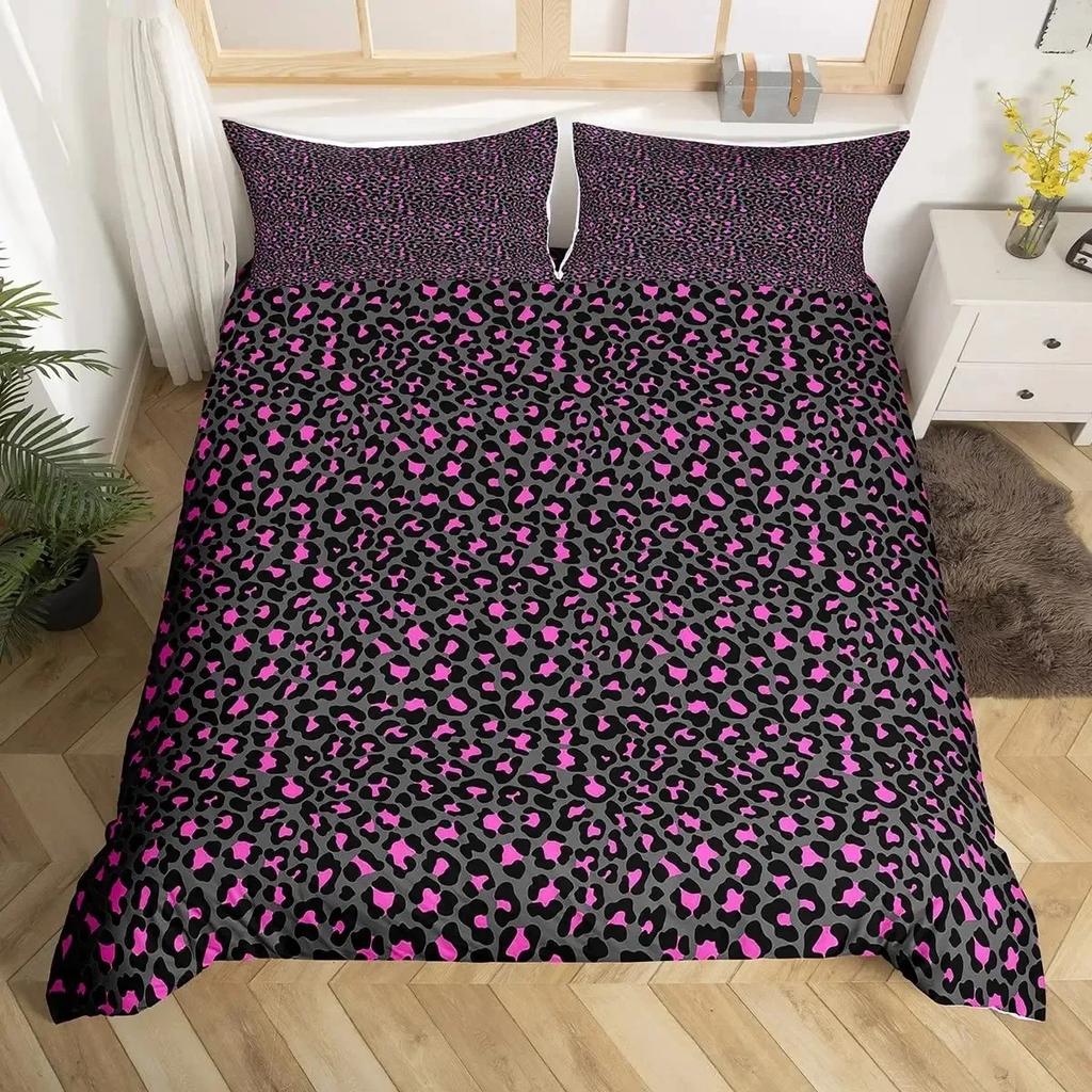 Leopard Print Animal Skin Comfortable Duvet Quilt Cover Pillowcase Bedding Set Children Bedroom Decoration Home Textile
