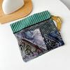 Retro Flower Silk Scarf Autumn and Winter Temperament Elegant Scarf Herringbone Silk Scarf Double-sided Literary Square Scarf Cotton and Linen Square