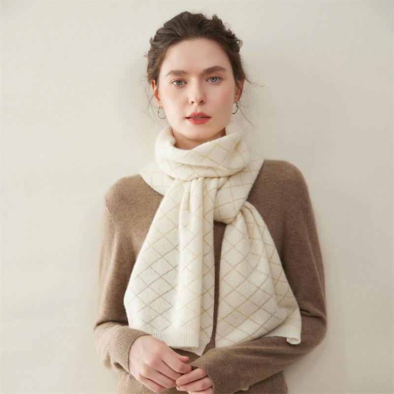 Damen 100% Reines Kaschmir-Schal - Modischer Unifarbener, Warmer Gestrickter Nackenschal für Herbst und Winter