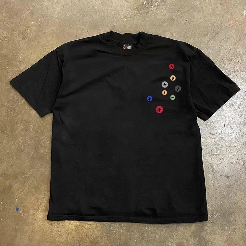 Pure Cotton Double Thread Loose Fit Short Sleeve Tshirt For Couples American Retro Style Unisexs Casual Unisexs Summer Top