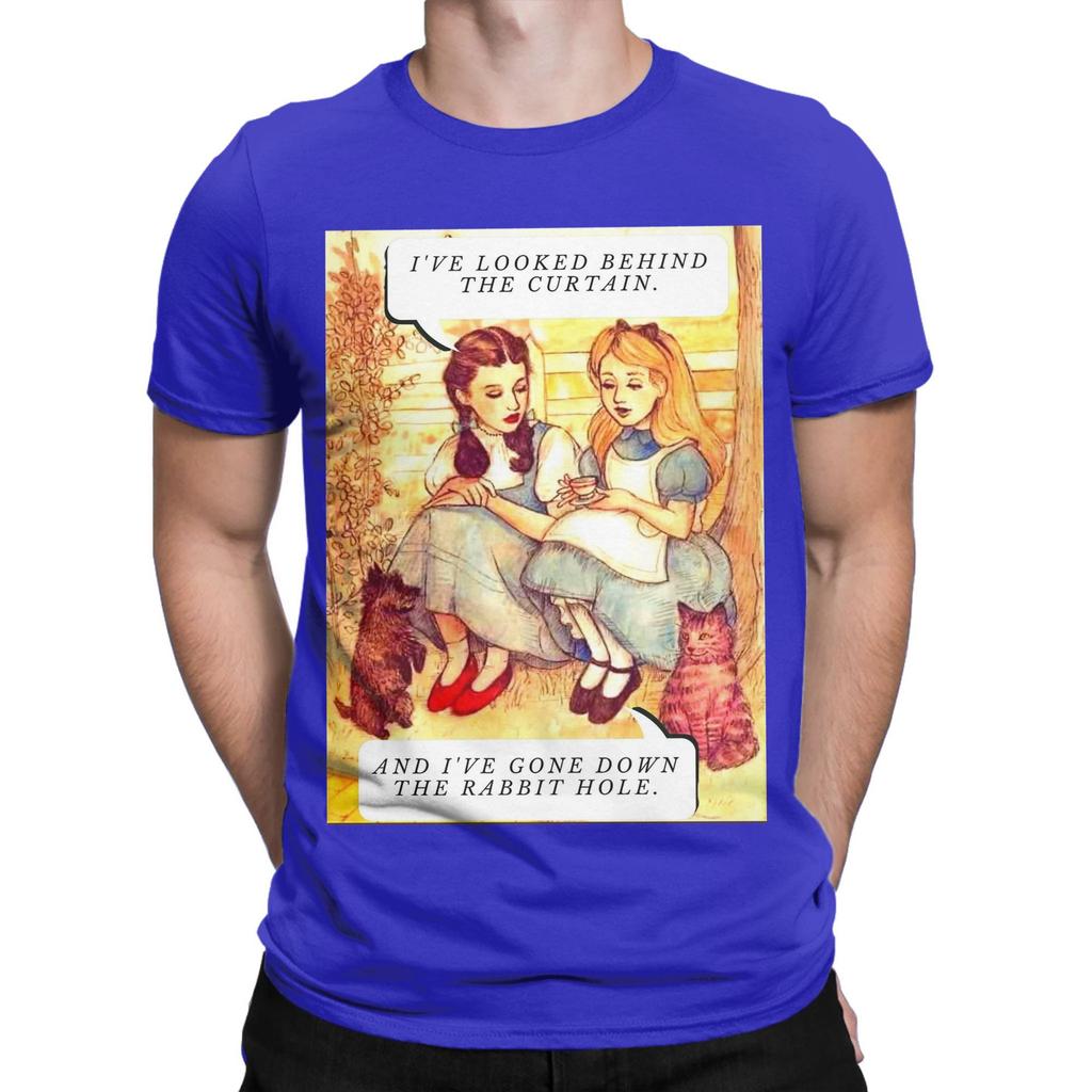 The Wizard Hole T Shirt for Men 100% Cotton Vintage T-Shirt Round Collar Alice In Wonderland  Tee Shirt Short Sleeve Clothes New