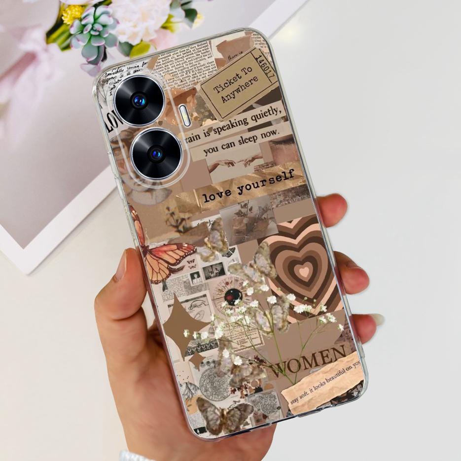 For Realme C55 4G Case RMX3710 Colorful Painted Cover Soft Slim Fundas Phone Case For Realme C55 C55 RealmeC55 Back Cover Bumper