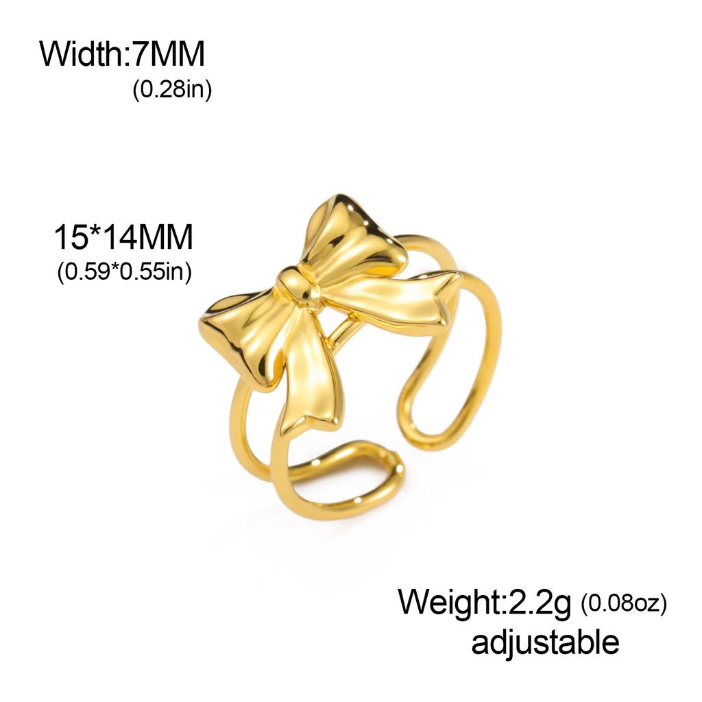 Cazador Cute Bowknot Rings Trend 2026 Stainless Steel Jewelry Adjustable Rings for Women Party Wedding Brithday Gifts New