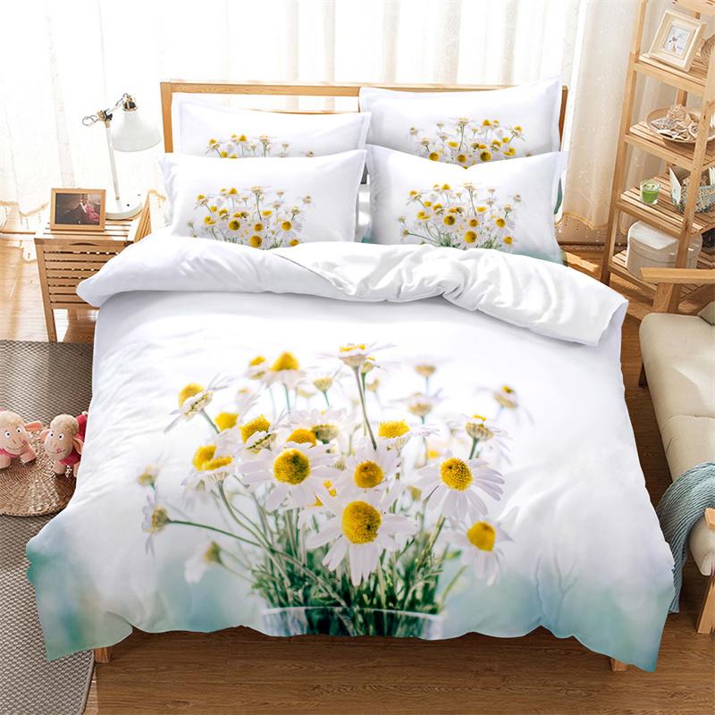 Beautiful Flowers Bedding Duvet Cover Fashion Bedding Set King Quilt Cover Bed Set Girls Boys Bedding Duvet Cover Set Bedding