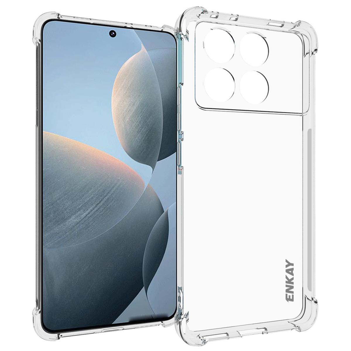 

ENKAY HAT PRINCE For Xiaomi Redmi K70E 5G/Poco X6 Pro 5G Clear Case Anti-drop Non-slip TPU Phone Cover A