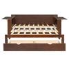 Queen Size Daybed with Removable Desk, Storage Drawers and Hydraulic Side Table, 4-in-1 Multifunctional Sofa Bed for Small Spac