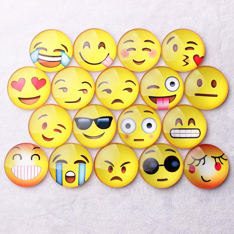20 pcs/lot Cute Refrigerator Magnets, Dome Glass Fridge Magnet, Cartoon Expression Glass Magnetic Stickers