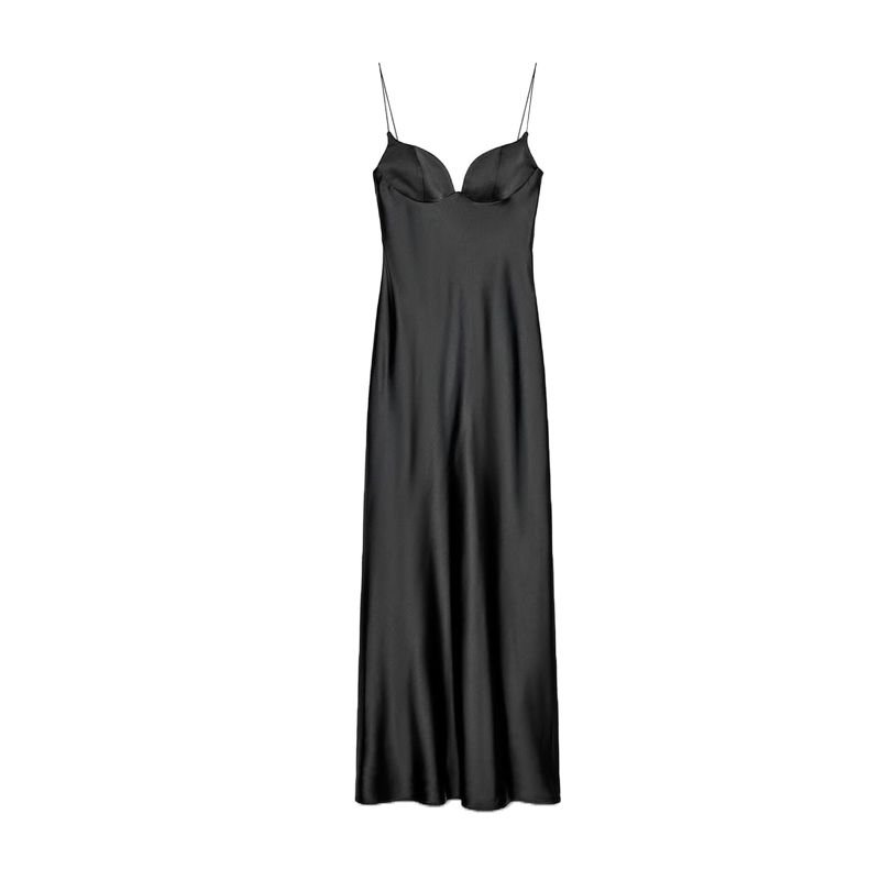 

Summer New Product Women s Clothes Black Ankle Casual Vacation Style Silk Texture Length Dress 2968052 Black L