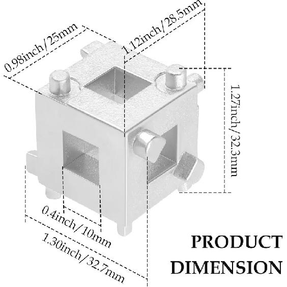 Universal Car Cube Brake Caliper Compression Tool,Durable Steel Auto Rear Disc Brake Piston Tool Fits 3/8" Square Driver