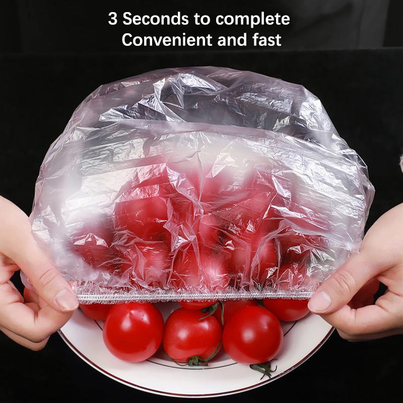 50/100Pcs Disposable Food Cover Food Grade Fruit Vegetable Storage Bag Elastic Bowls Cups Cover Kitchen Fresh-Keeping Film Bag