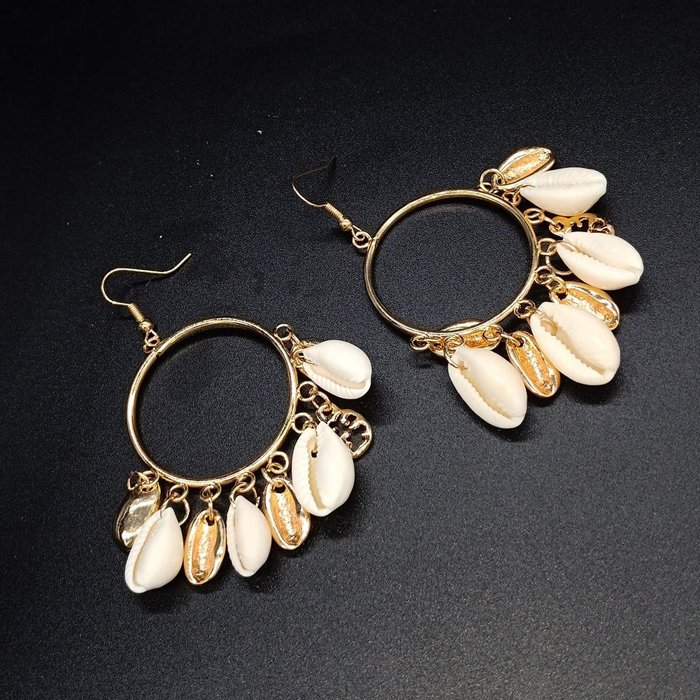 Women Fashion Bohemian Style Long Earring Shell Tassel Conch Earrings