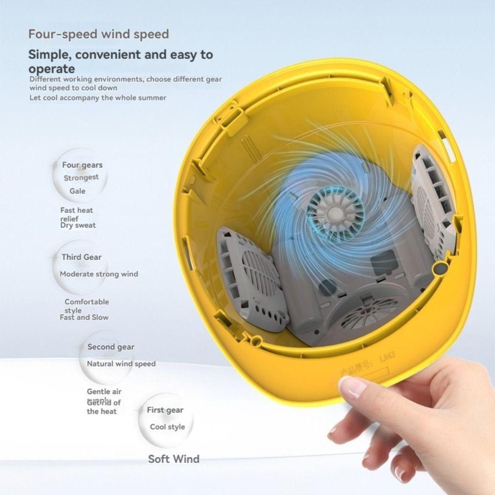1/2/4pcs Fans Rechargeable Fan Helmet 4 Gears Construction Work Helmet  Construction Site