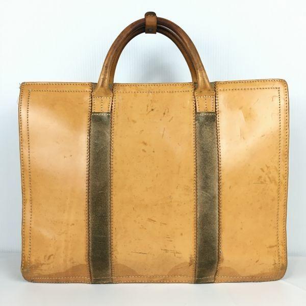 DRAWER Thick Leather Document Briefcase Business Bag Brown(USED)