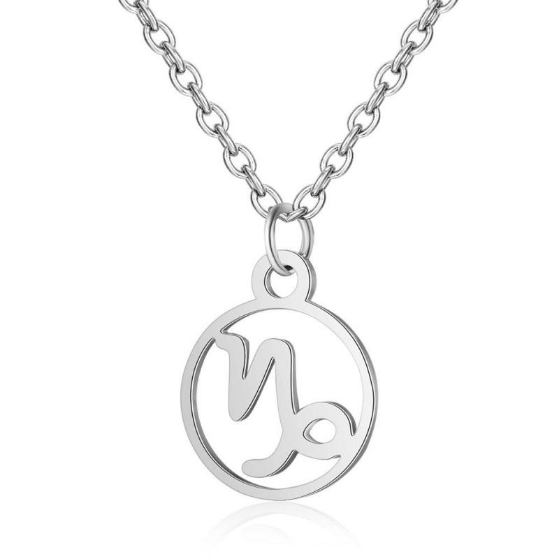 Stainless Steel Zodiac Pendant Necklace with Thin Chain
