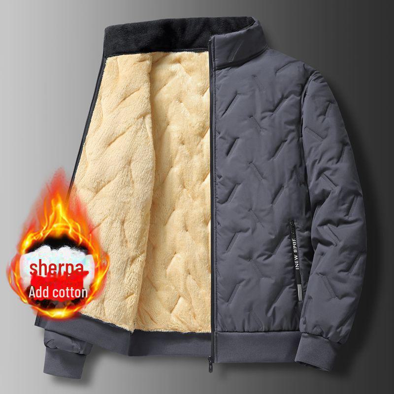 Men's Warm Jacket Lined with Warm Jacket Winter Stand-up Collar Jacket